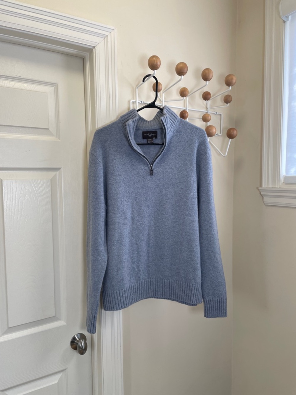 Black Brown 1826 - Lambswool Blend Quarter Zip Up Old Money Sweater - Blue - XL